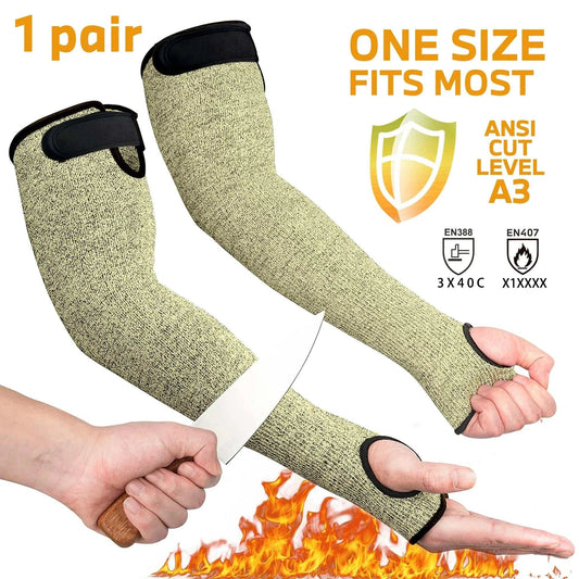 1 pair.anti-cut and flame-proof Kevlar Sleeves with Thumb Hole and adjustable hook and loop. protective arm made with aramid