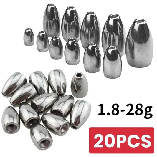 1.8g-28g Fishing Tungsten Bullet Weights Sinkers Waist Drum Bullet Tungsten Sinkers for Bass Fishing Fishing Gear Accessories