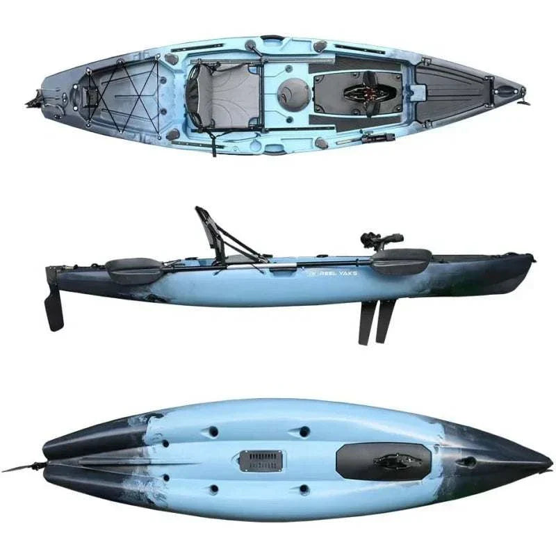 12' Pedal Fin Drive Powered Fishing Kayak | Sit-on-Top or Stand-Capable | 550 lbs Capacity. Ideal for All Ages | Ideal for Ocean