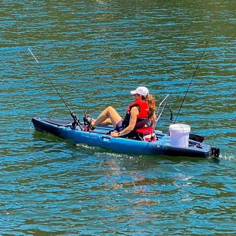 12' Pedal Fin Drive Powered Fishing Kayak | Sit-on-Top or Stand-Capable | 550 lbs Capacity. Ideal for All Ages | Ideal for Ocean